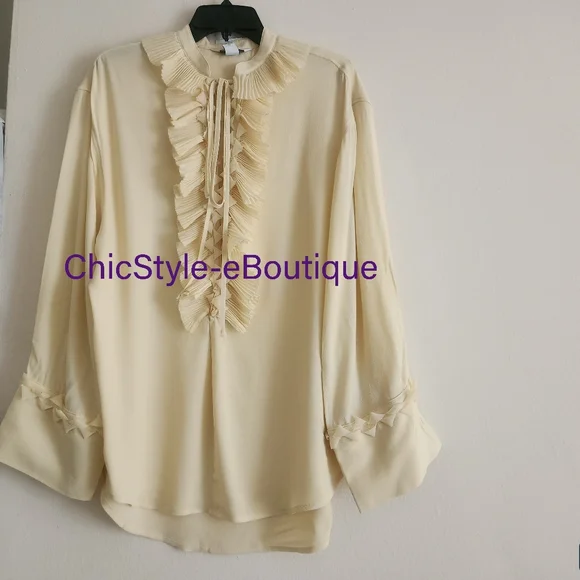 H&M S/S 2025 The STUDIO Ruffled Tunic Pale Yellow ONLY NO LOW BALLING!! - Picture 5 of 16